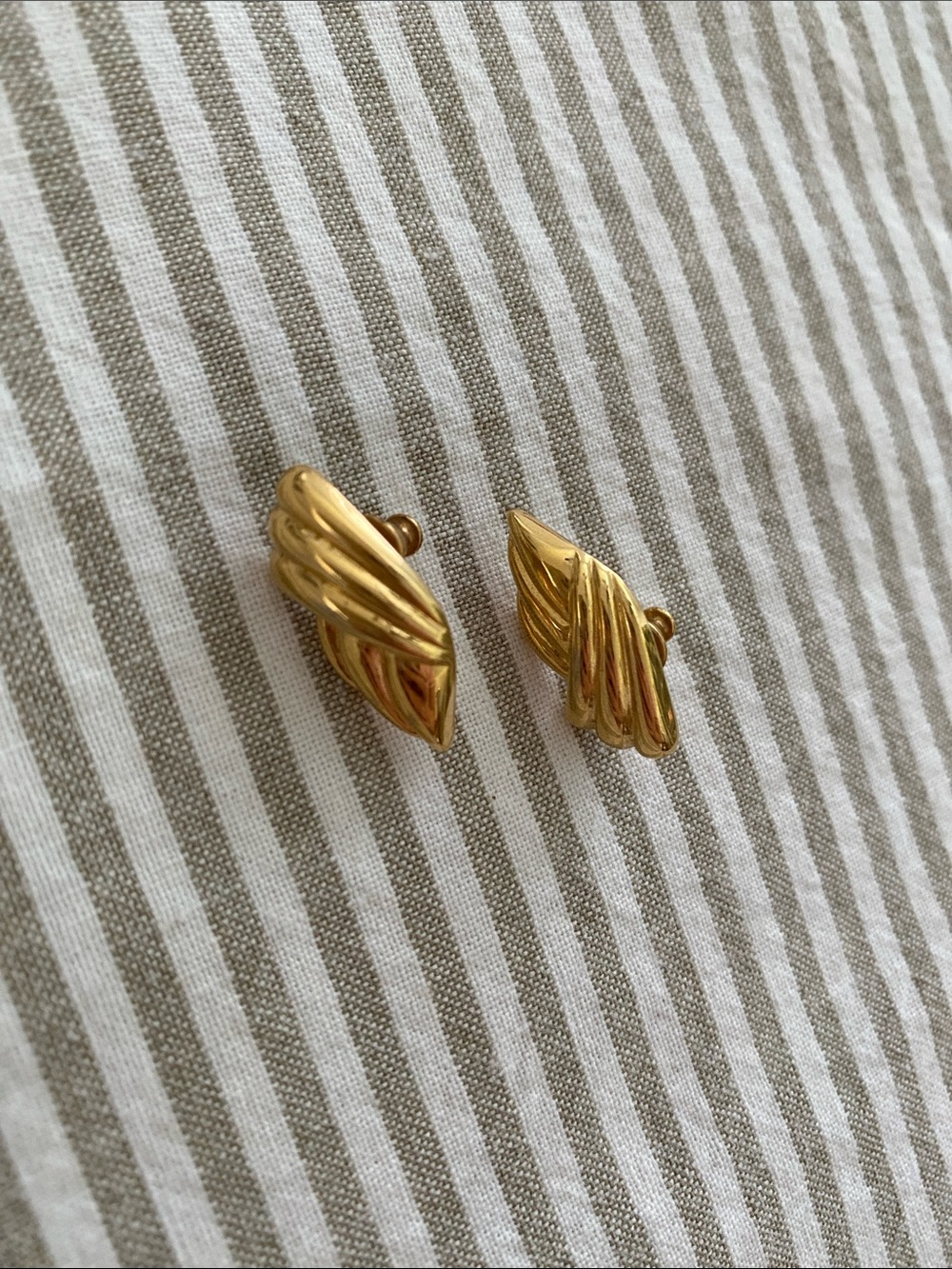Vintage Monet Gold-Tone Sculpted Stud Earrings